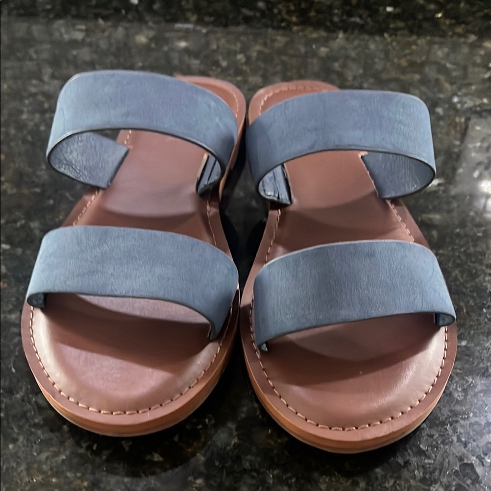 Blue and Brown Strappy Sandals